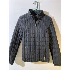 J Crew Quilted Down Black Jacket Womens Size Small